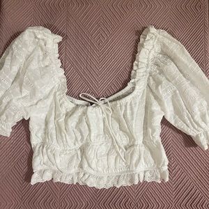 NWT S Whiteroom + Cactus white boho cropped shirt